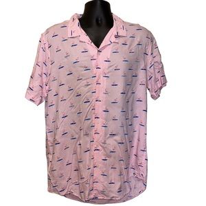 FREE PLANET Pink Flamingo Button Shirt
